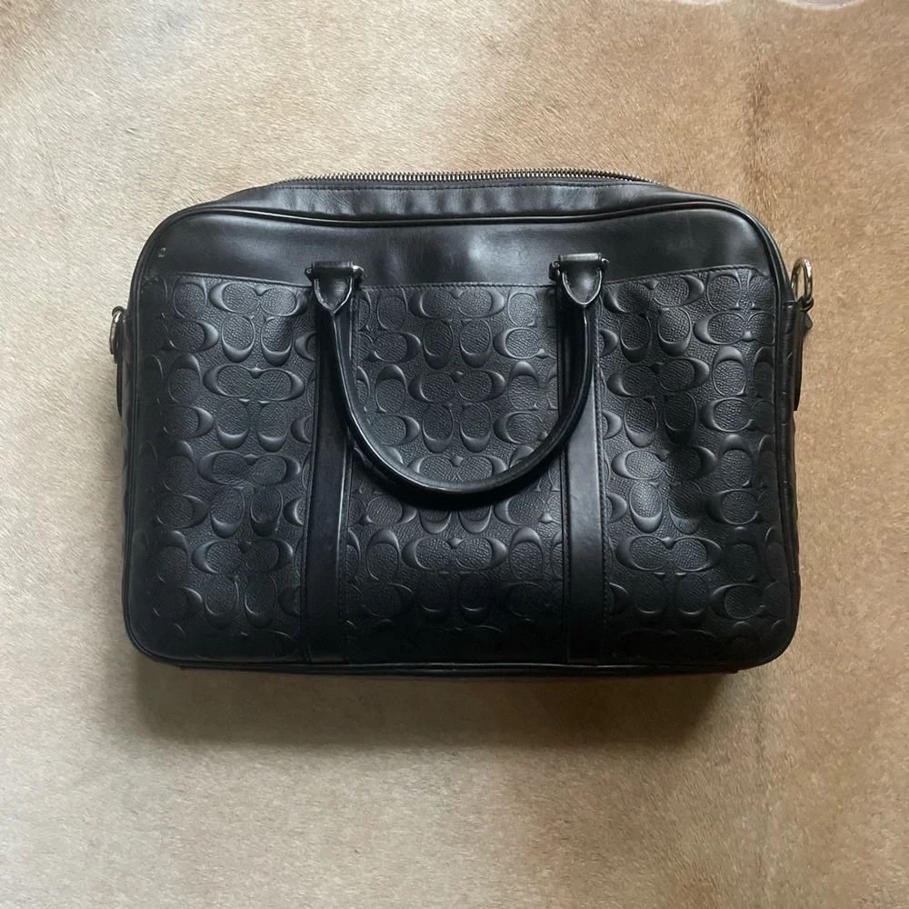 Coach Black Leather Logo Bag